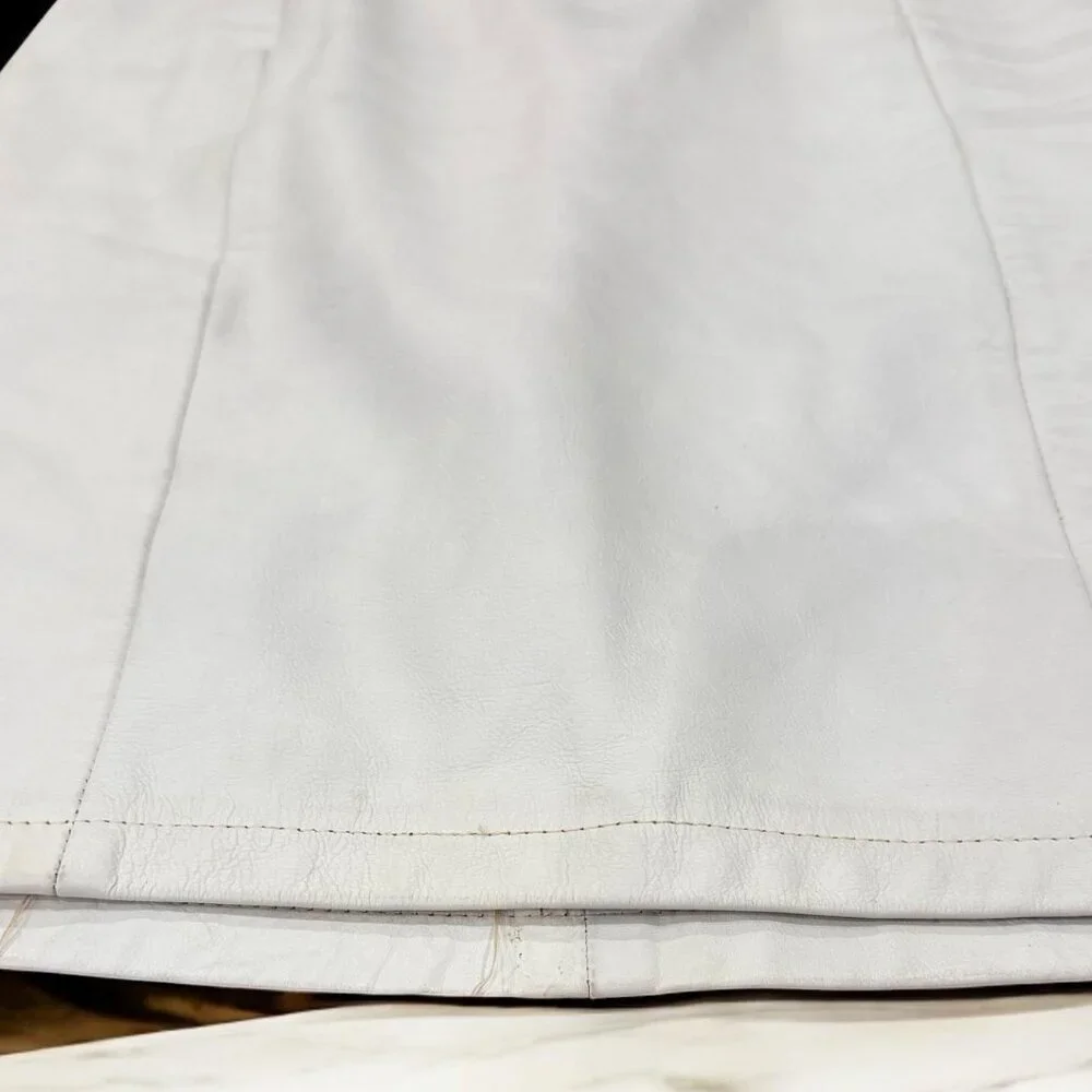 Vintage Wilson's Ivory Genuine Leather Mini Skirt Size 6 High Waist - Picture 7 of 10